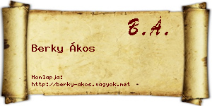 Berky Ákos névjegykártya